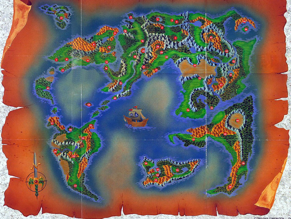 Dragon Warrior 2 World Map.